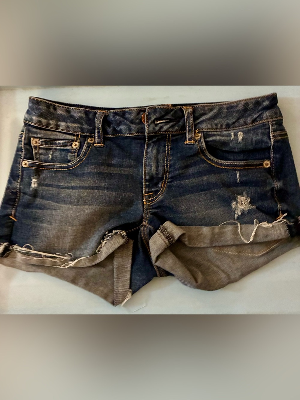 Women’s Distressed Denim Shorts - Dark Blue🌸